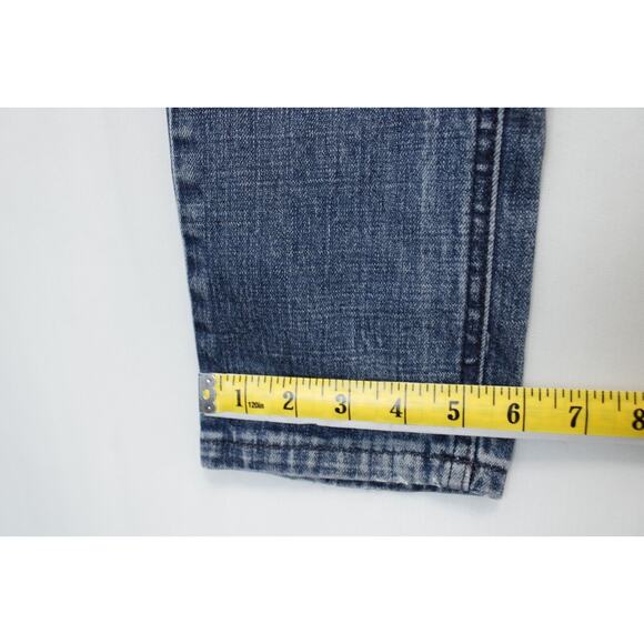 XXX Rude Button Fly Skinny Jeans Men 30 / 34 Distressed Ripped Blue Denim - Picture 7 of 14